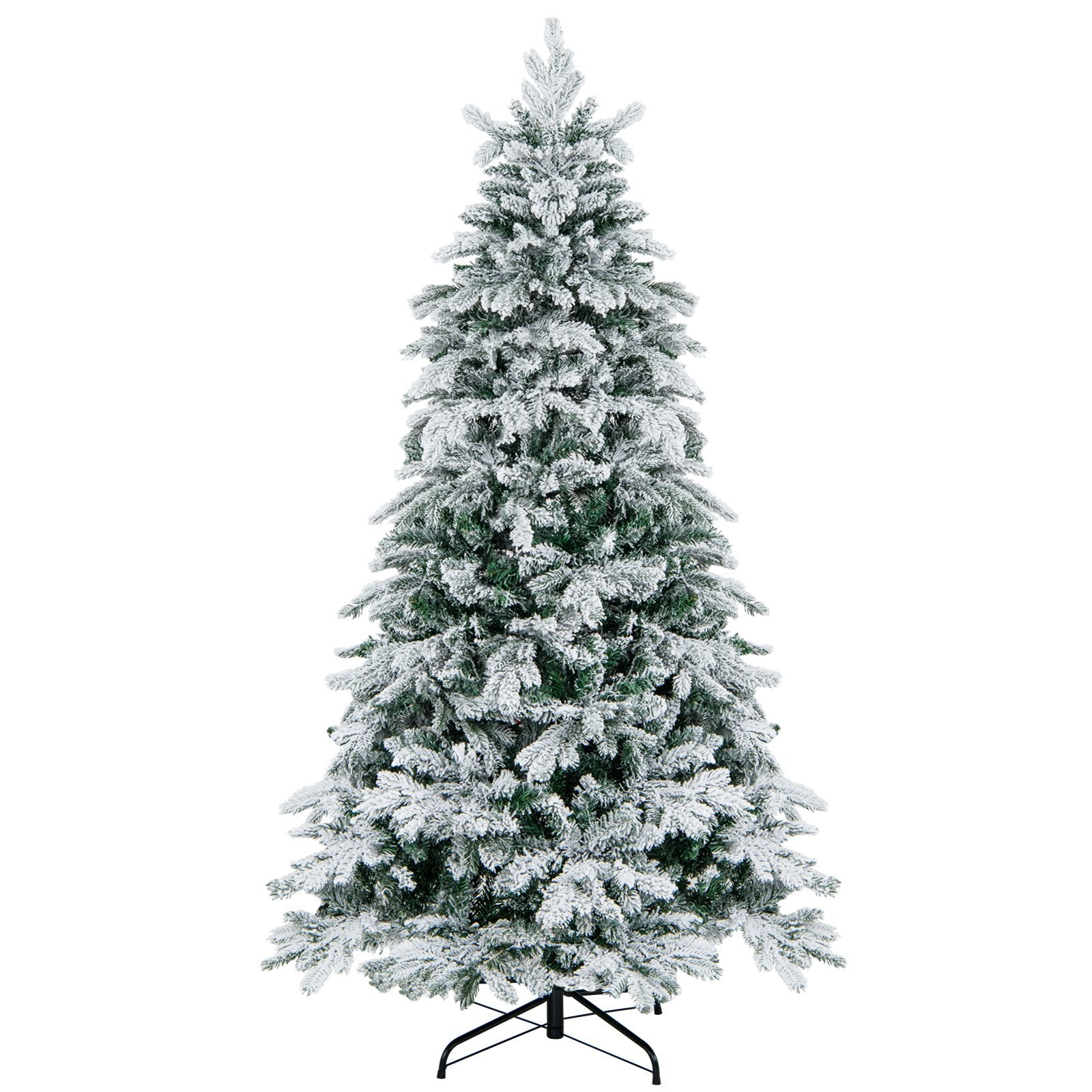 4.5/6/7 Feet Flocked Christmas Tree with Warm White LED Lights-6 ft Christmas Tree   at Gallery Canada