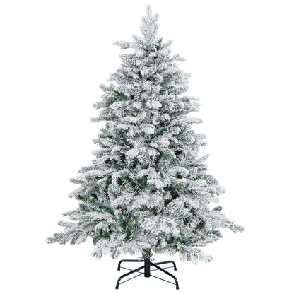 4.5/6/7 Feet Flocked Christmas Tree with Warm White LED Lights-4.5 ft Christmas Tree   at Gallery Canada