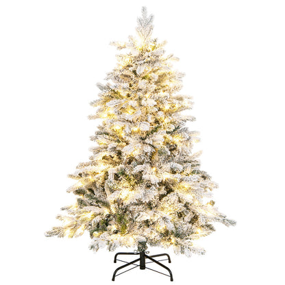 4.5/6/7 Feet Flocked Christmas Tree with Warm White LED Lights-4.5 ft Christmas Tree   at Gallery Canada