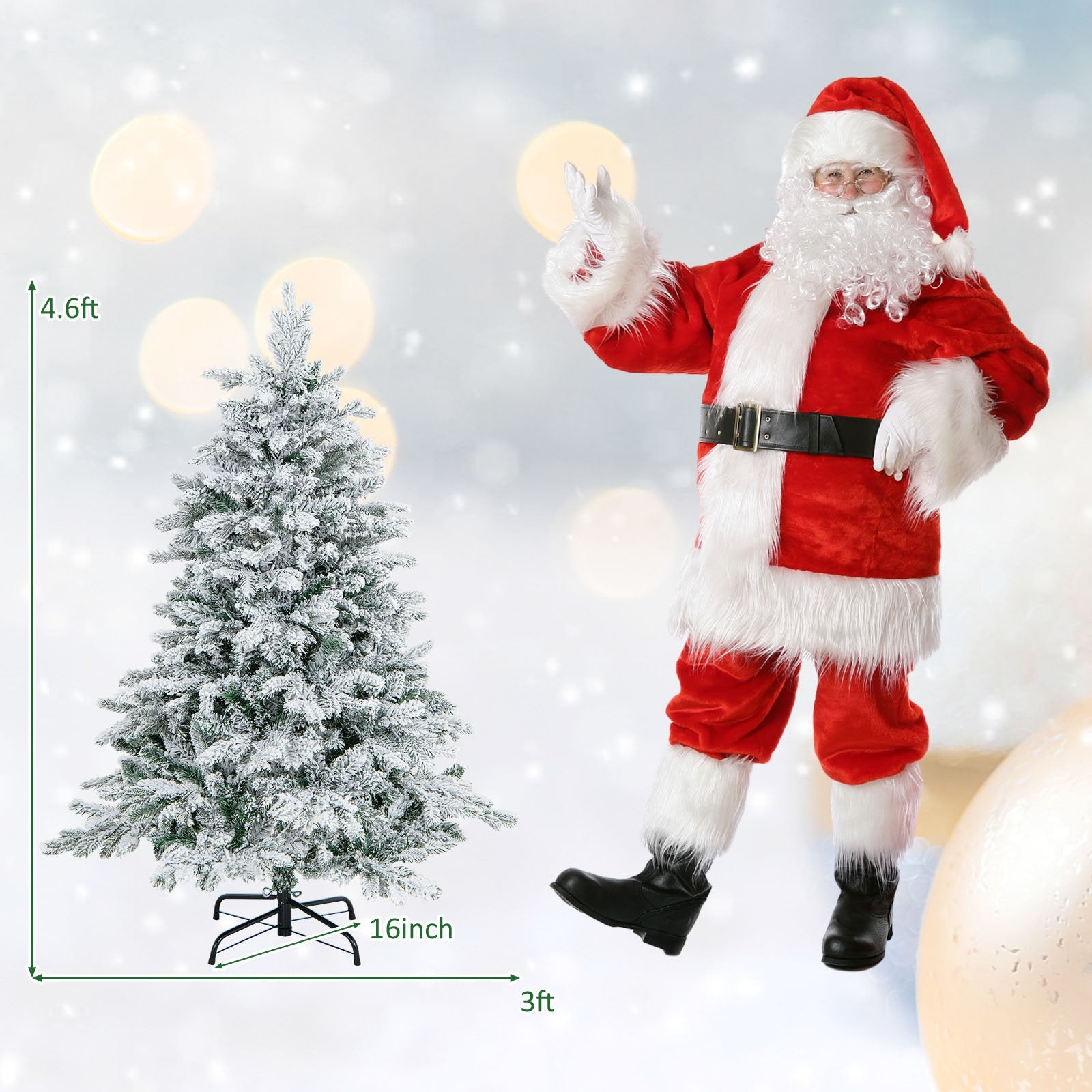 4.5/6/7 Feet Flocked Christmas Tree with Warm White LED Lights-4.5 ft Christmas Tree   at Gallery Canada