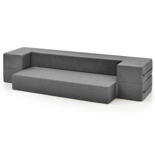 8 Inch Convertible Folding Sofa Bed with Washable Cover-Queen Size, Dark Gray Sofas & Loveseats   at Gallery Canada