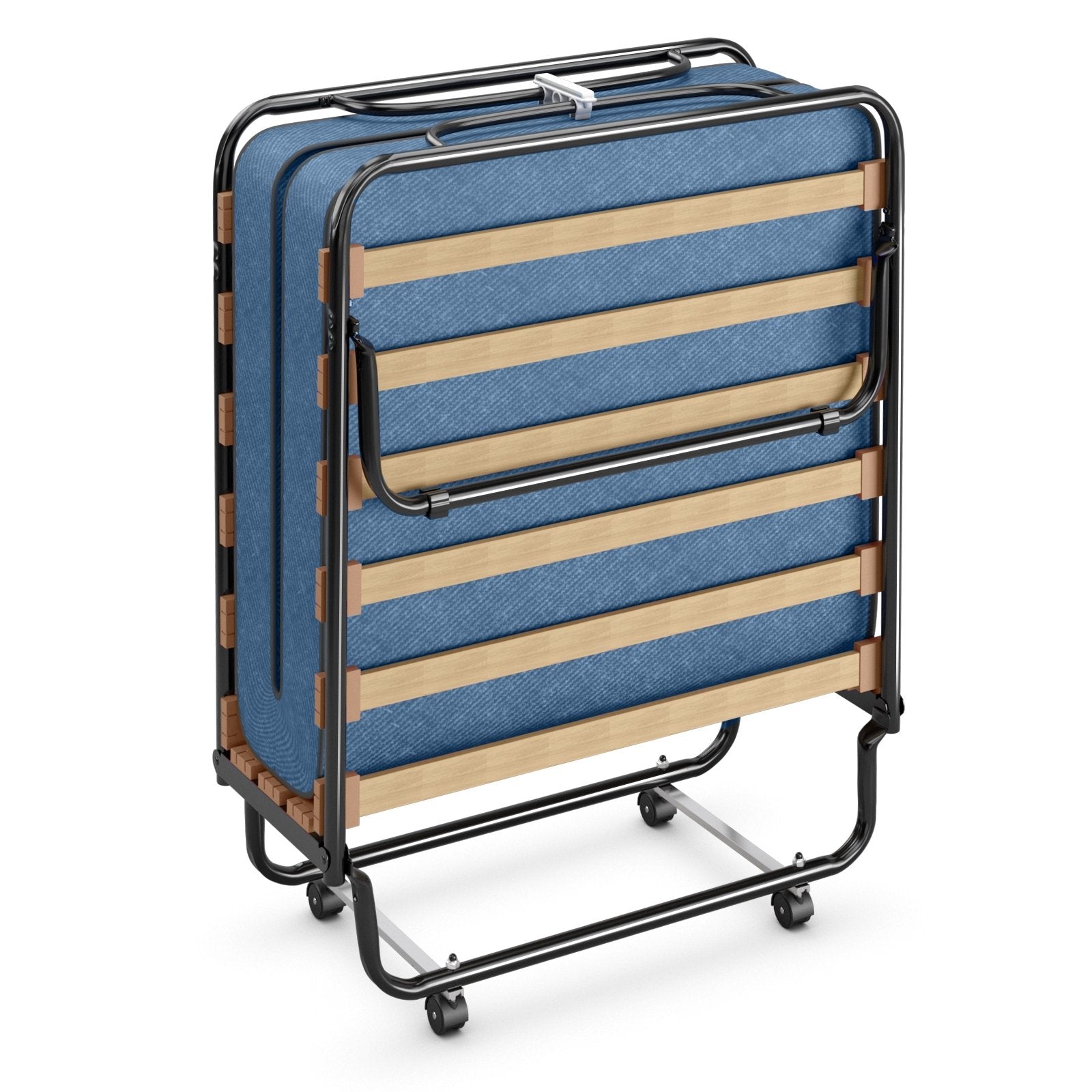 Portable Folding Bed with Memory Foam Mattress and Sturdy Metal Frame Made in Italy, Navy Folding Beds   at Gallery Canada