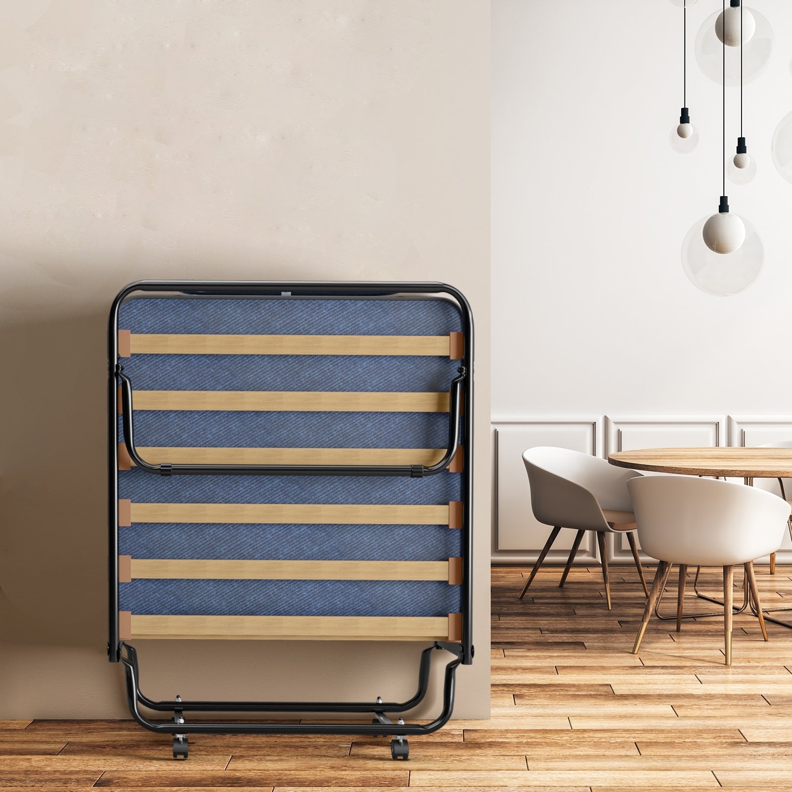 Portable Folding Bed with Memory Foam Mattress and Sturdy Metal Frame Made in Italy, Navy Folding Beds at Gallery Canada