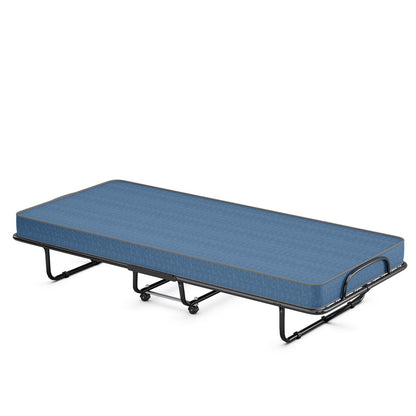 Rollaway Guest Bed with Sturdy Steel Frame and Memory Foam Mattress Made in Italy, Navy Folding Beds   at Gallery Canada