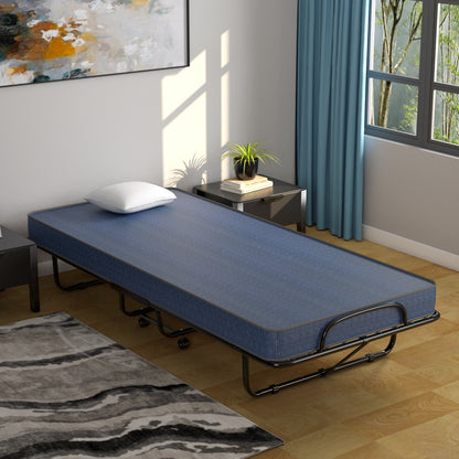 Rollaway Guest Bed with Sturdy Steel Frame and Memory Foam Mattress Made in Italy, Navy Folding Beds   at Gallery Canada