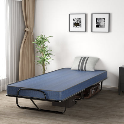 Rollaway Guest Bed with Sturdy Steel Frame and Memory Foam Mattress Made in Italy, Navy - Gallery Canada