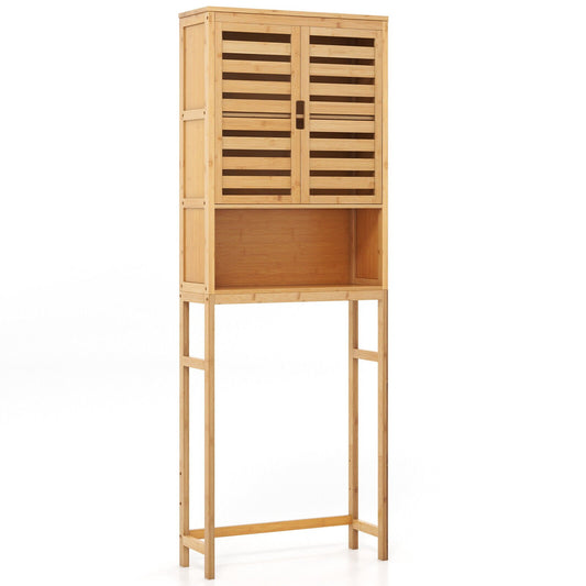 Bamboo Over The Toilet Storage Cabinet Bathroom with Adjustable Shelf, Natural Bathroom Etagere   at Gallery Canada