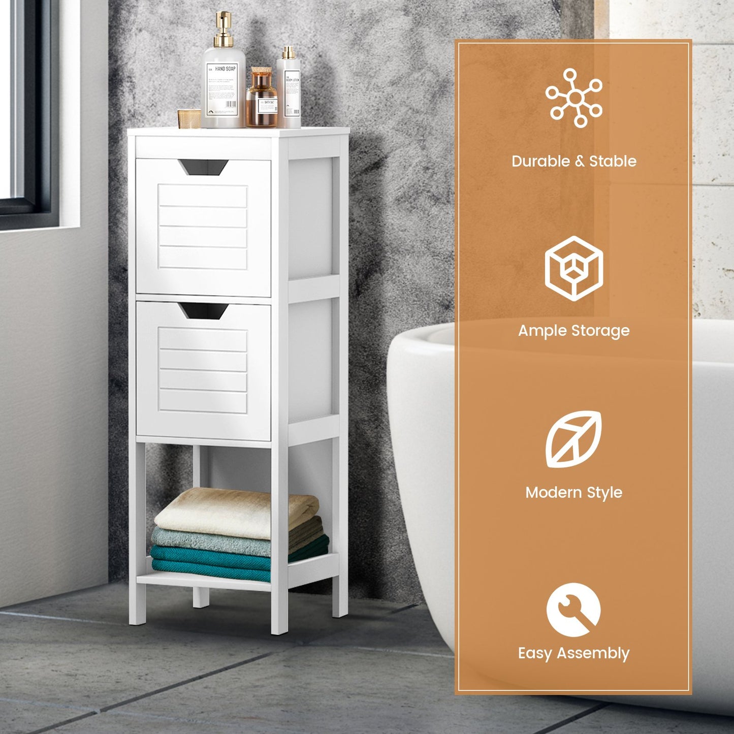 Floor Cabinet Multifunction Storage Rack Stand Organizer, White Floor Cabinets   at Gallery Canada