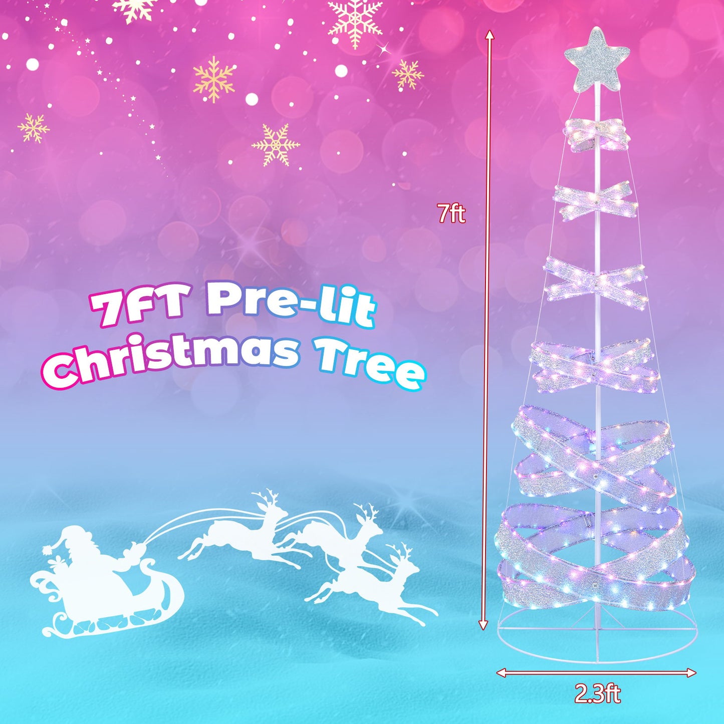 7 Feet Outdoor Spiral Christmas Tree for Party  Xmas New Year Decoration, White Christmas Tree   at Gallery Canada