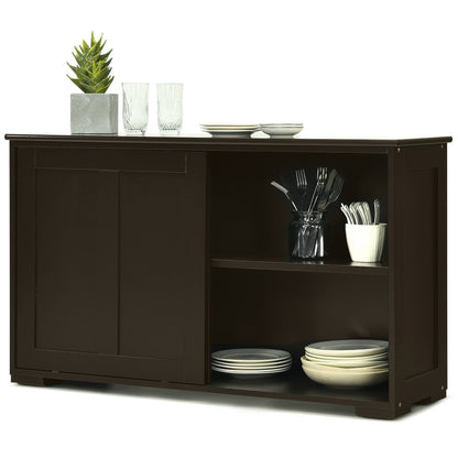 Kitchen Storage Cabinet with Wood Sliding Door, Brown Sideboards Cabinets & Buffets   at Gallery Canada