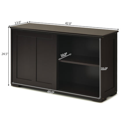 Kitchen Storage Cabinet with Wood Sliding Door, Brown Sideboards Cabinets & Buffets   at Gallery Canada