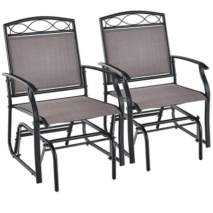 Set of 2 Outdoor Metal Glider Armchairs with Weather-resistant Fabric, Brown - Gallery Canada