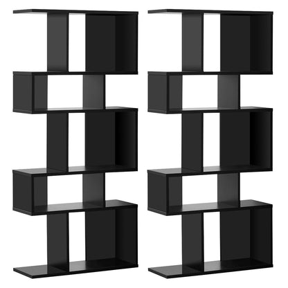 5 Cubes Ladder Shelf Corner Bookshelf Display Rack Bookcase, Black - Gallery Canada