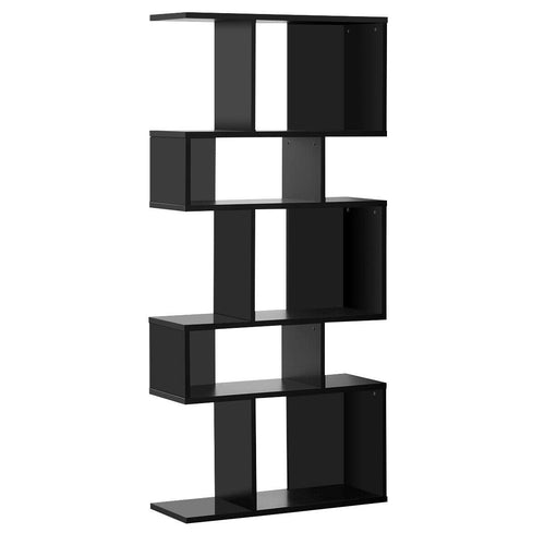 5 Cubes Ladder Shelf Corner Bookshelf Display Rack Bookcase, Black