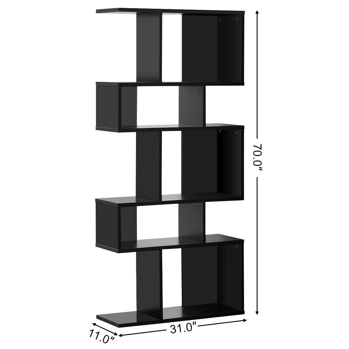5 Cubes Ladder Shelf Corner Bookshelf Display Rack Bookcase, Black - Gallery Canada