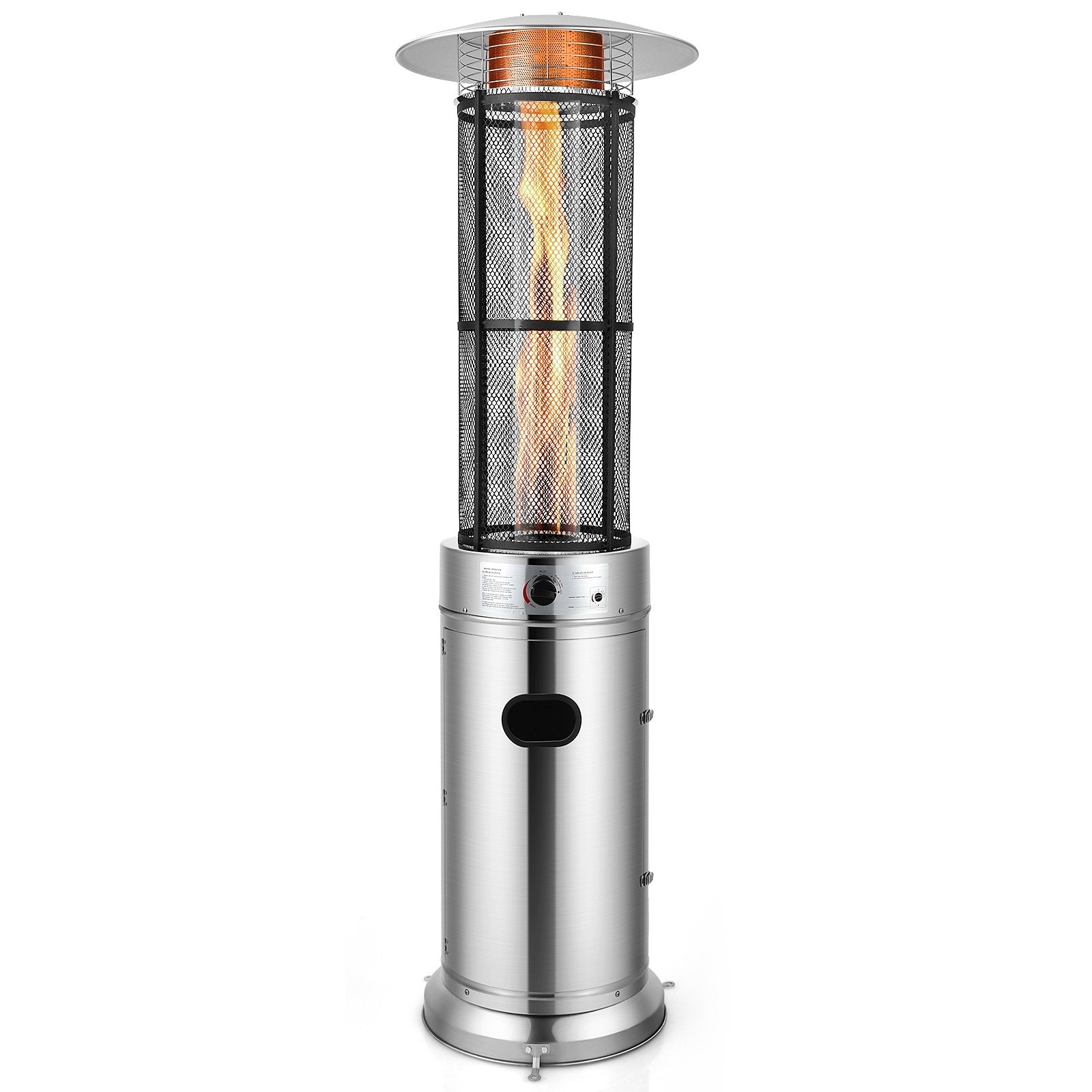 34000 BTU Stainless Steel Round Glass Tube Patio Heaters, Silver Patio Heaters   at Gallery Canada