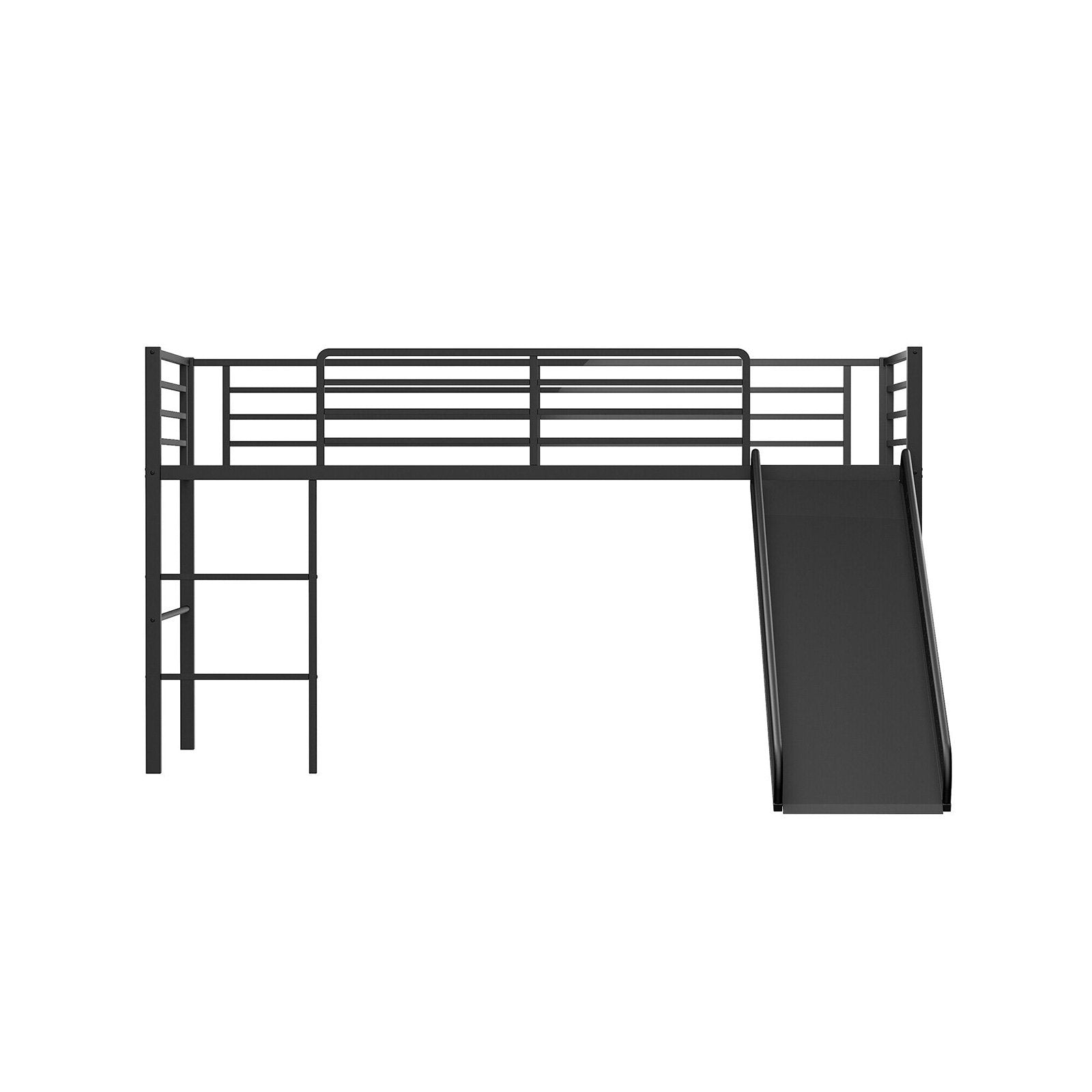 Twin Metal Loft Bed with Slide with Safety Guardrails and Built-in Ladder, Black Bunk Bed Frame   at Gallery Canada