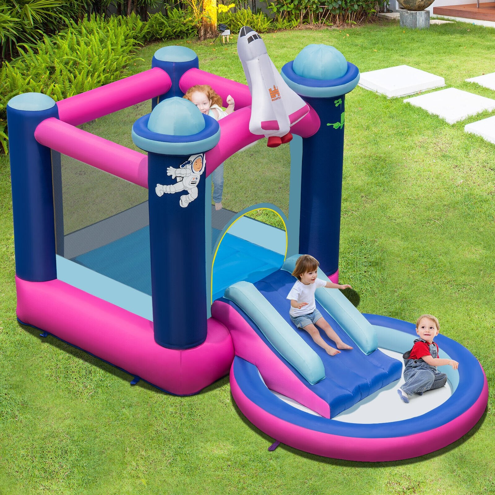 3-in-1 Inflatable Space-themed Bounce House with 480W Blower Bounce House   at Gallery Canada