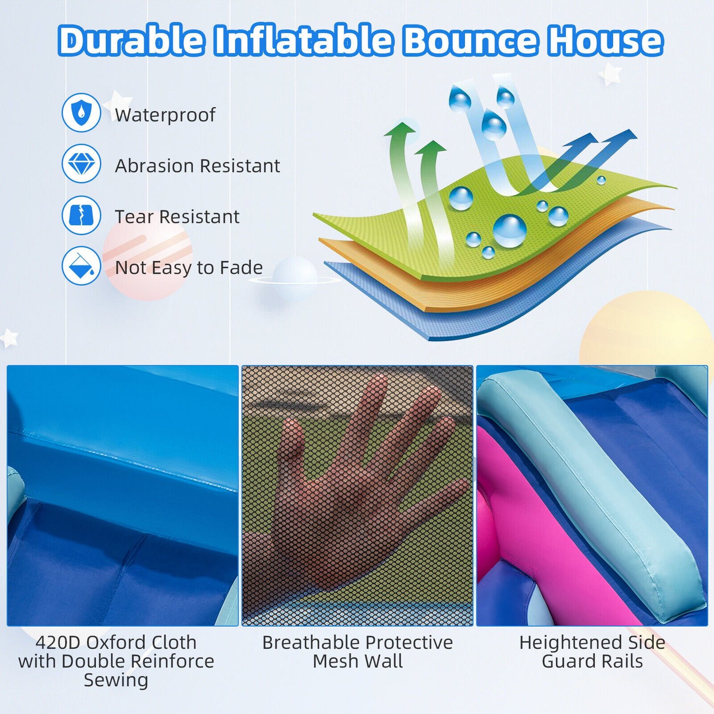 3-in-1 Inflatable Space-themed Bounce House with 480W Blower Bounce House   at Gallery Canada