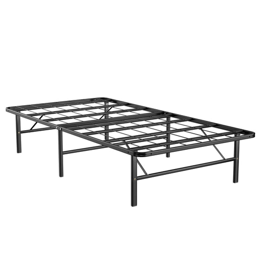 Twin/Full/Queen Size Foldable Metal Platform Bed with Tool-Free Assembly-Twin size, Black - Gallery Canada