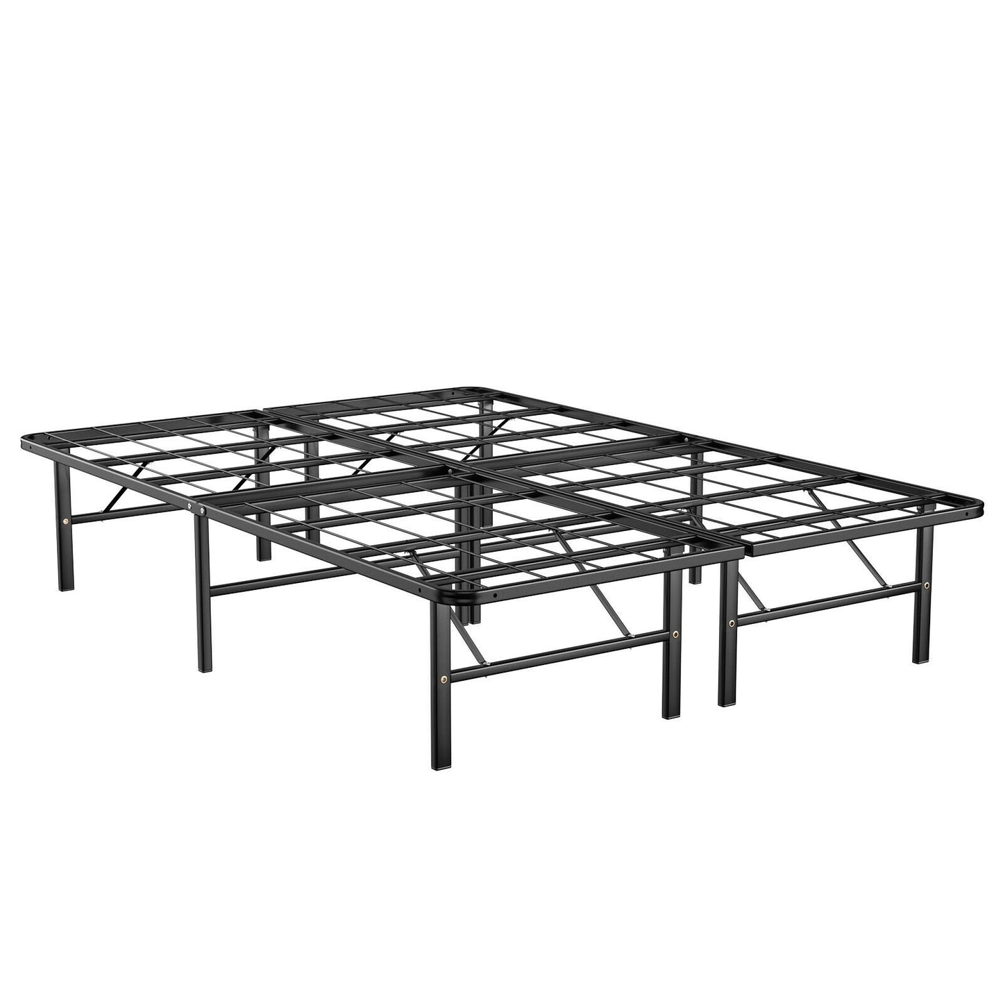 Twin/Full/Queen Size Foldable Metal Platform Bed with Tool-Free Assembly-Full Size, Black Simple Bed Frame   at Gallery Canada