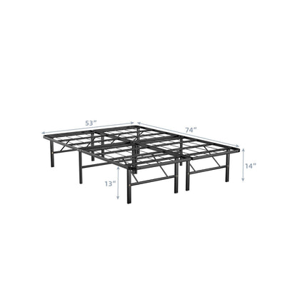 Twin/Full/Queen Size Foldable Metal Platform Bed with Tool-Free Assembly-Full Size, Black Simple Bed Frame   at Gallery Canada