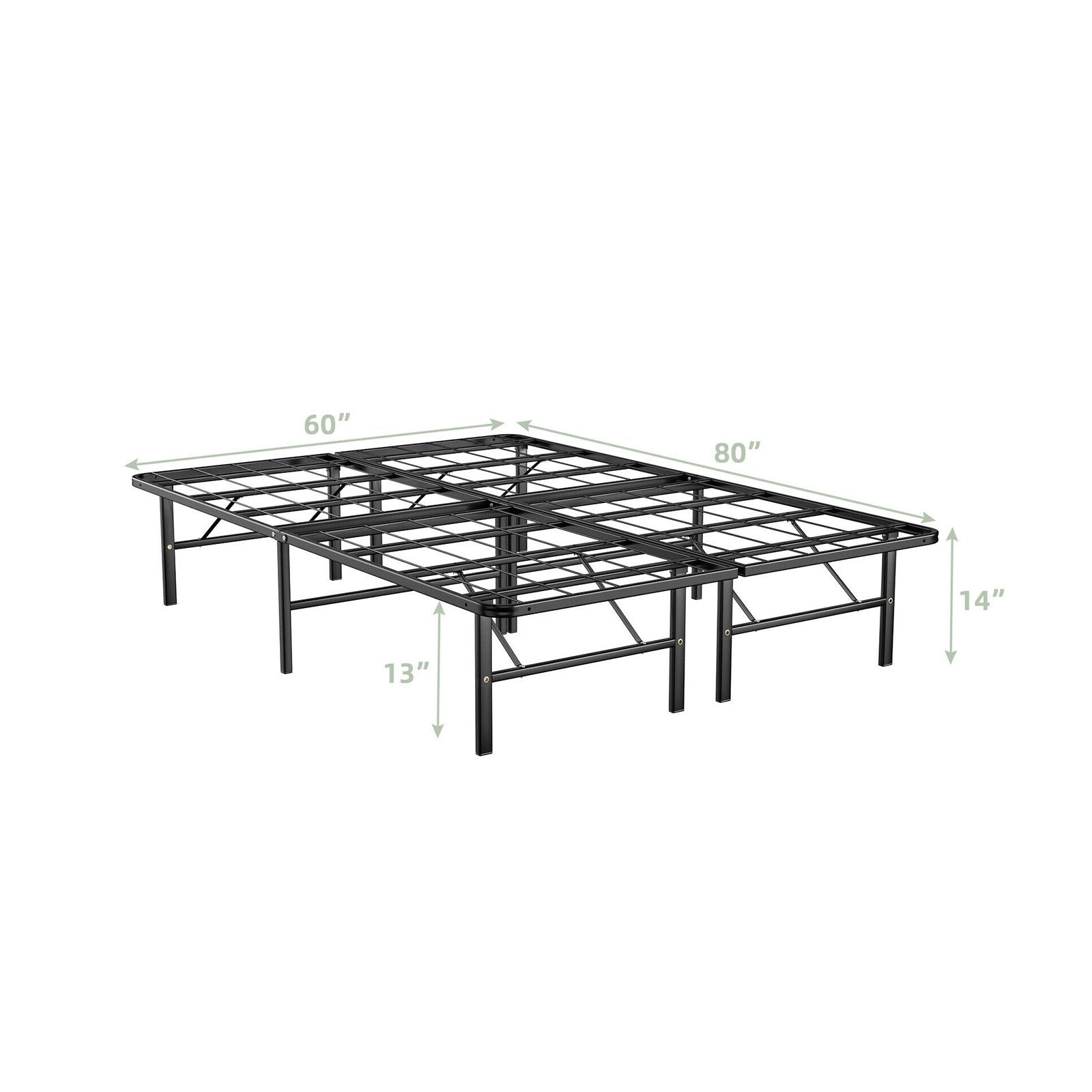 Twin/Full/Queen Size Foldable Metal Platform Bed with Tool-Free Assembly-Queen size, Black Simple Bed Frame   at Gallery Canada