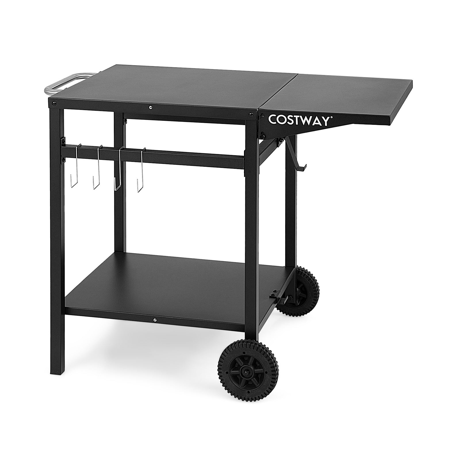 Movable Outdoor Grill Cart with Folding Tabletop and Hooks, Black Outdoor Grills at Gallery Canada