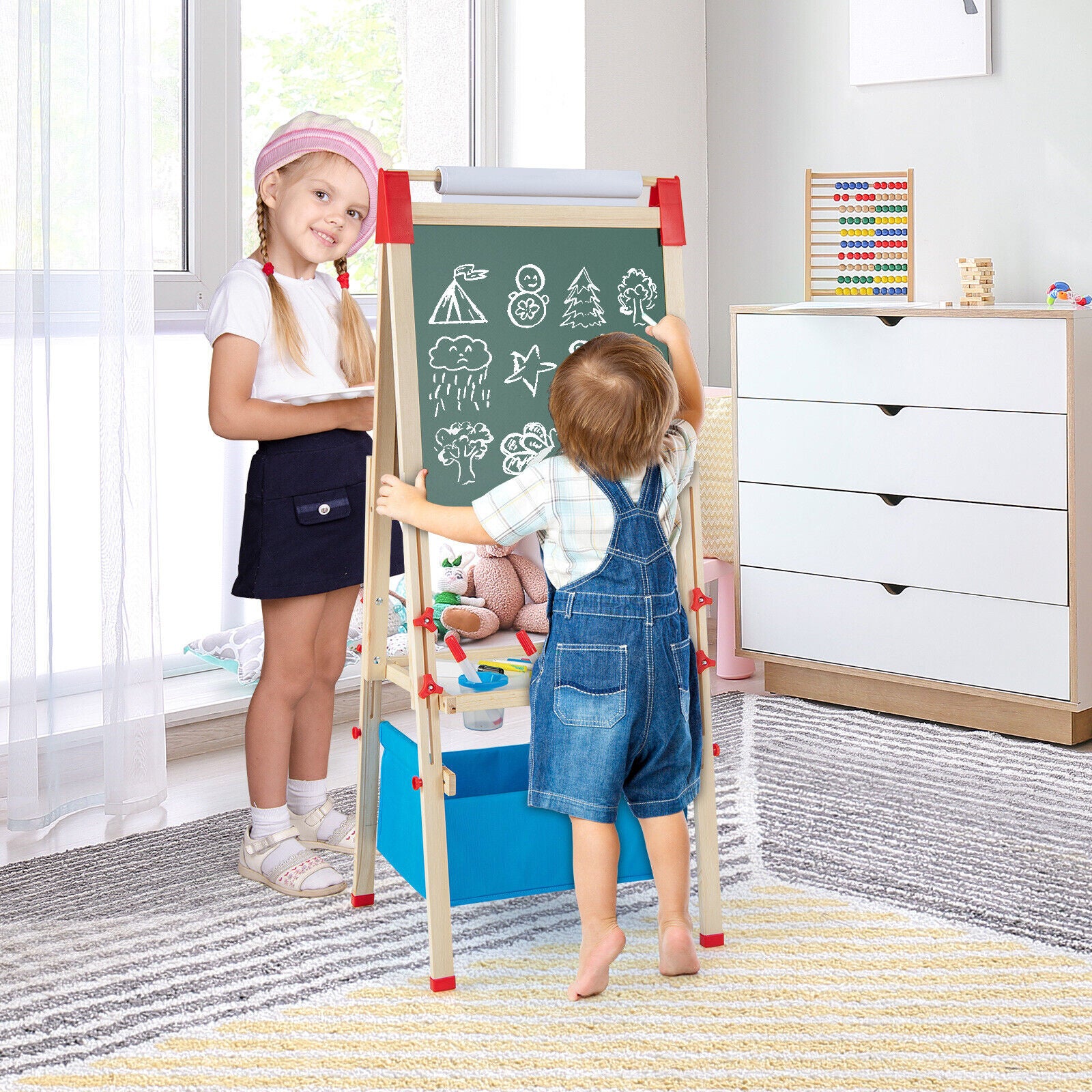3-in-1 Double-Sided Adjustable Kid Easel for 3-8 Years Old Toddlers, Multicolor Art Easels at Gallery Canada