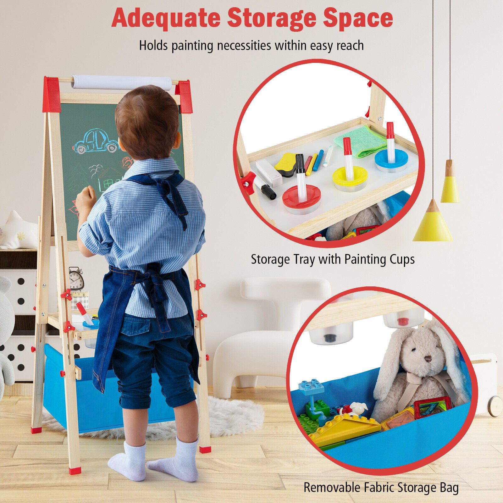 3-in-1 Double-Sided Adjustable Kid Easel for 3-8 Years Old Toddlers, Multicolor Art Easels at Gallery Canada