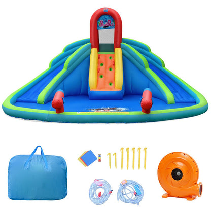 Inflatable Water Slide Bounce House with Mighty Splash Pool, Blue - Gallery Canada