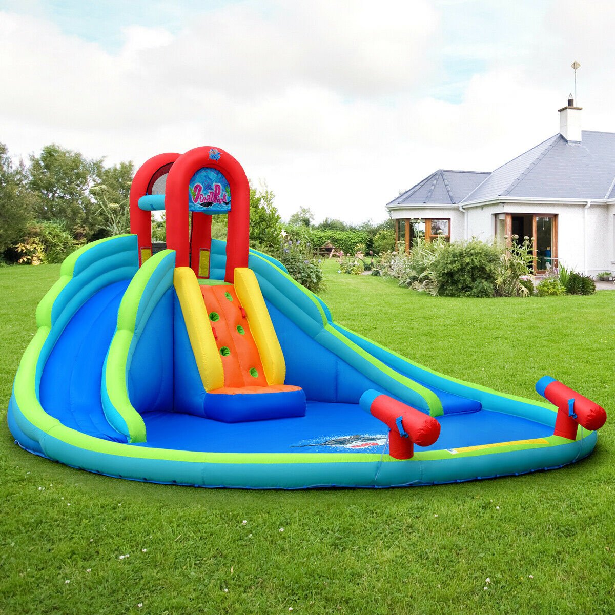 Inflatable Water Slide Bounce House with Mighty Splash Pool, Blue Bounce House   at Gallery Canada