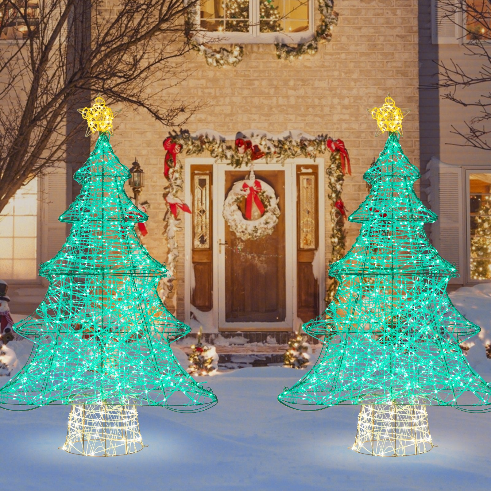 4 Feet Lighted Artificial Christmas Tree with 520 LED Lights and Top Star, Green Christmas Tree   at Gallery Canada