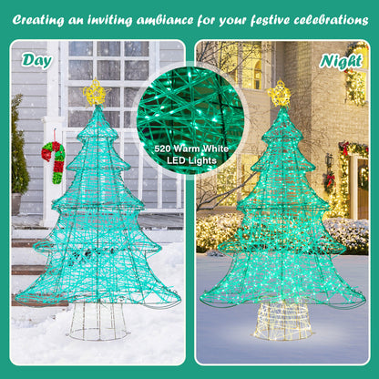 4 Feet Lighted Artificial Christmas Tree with 520 LED Lights and Top Star, Green Christmas Tree   at Gallery Canada