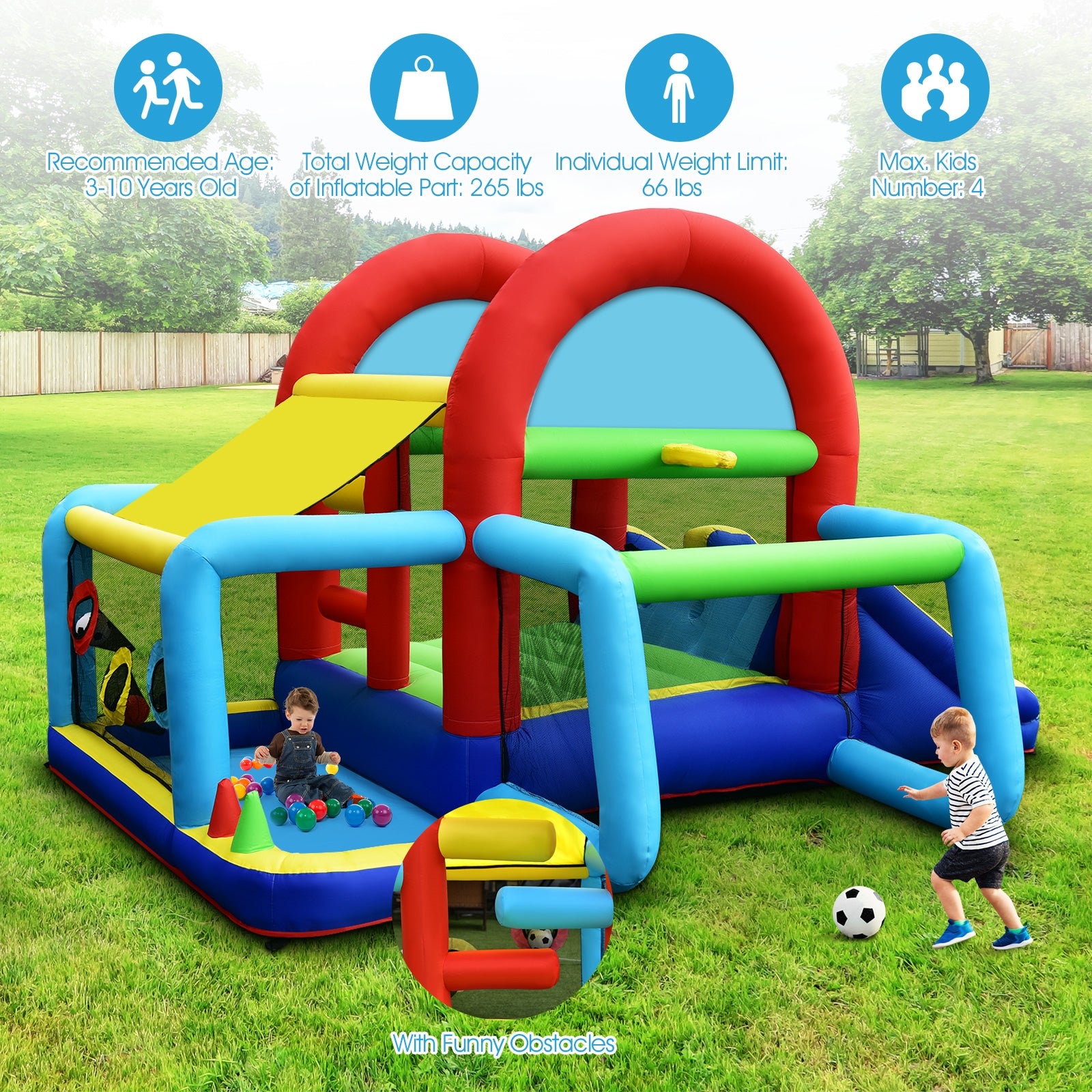 Inflatable Jumping Castle Bounce House with Dual Slides and 480W Blower Bounce House at Gallery Canada