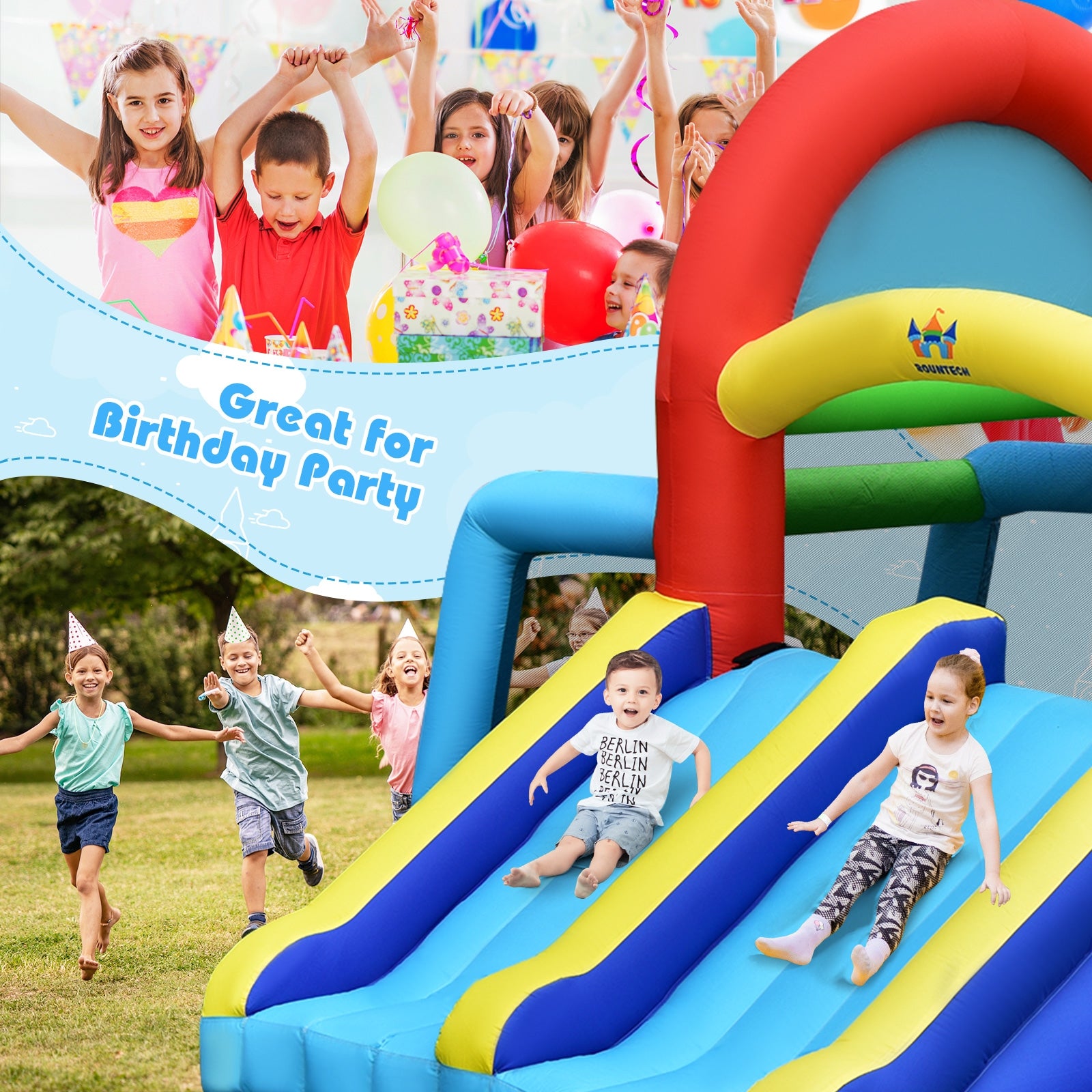 Inflatable Jumping Castle Bounce House with Dual Slides and 480W Blower Bounce House at Gallery Canada