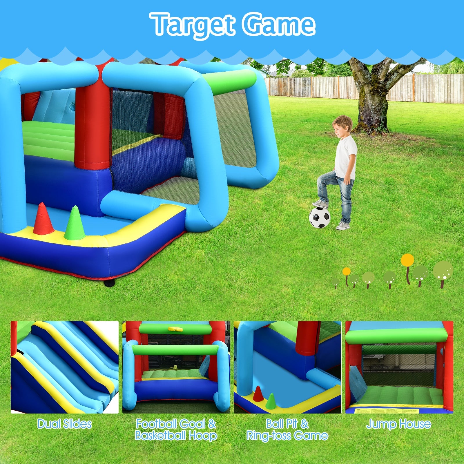 Inflatable Jumping Castle Bounce House with Dual Slides and 480W Blower Bounce House at Gallery Canada
