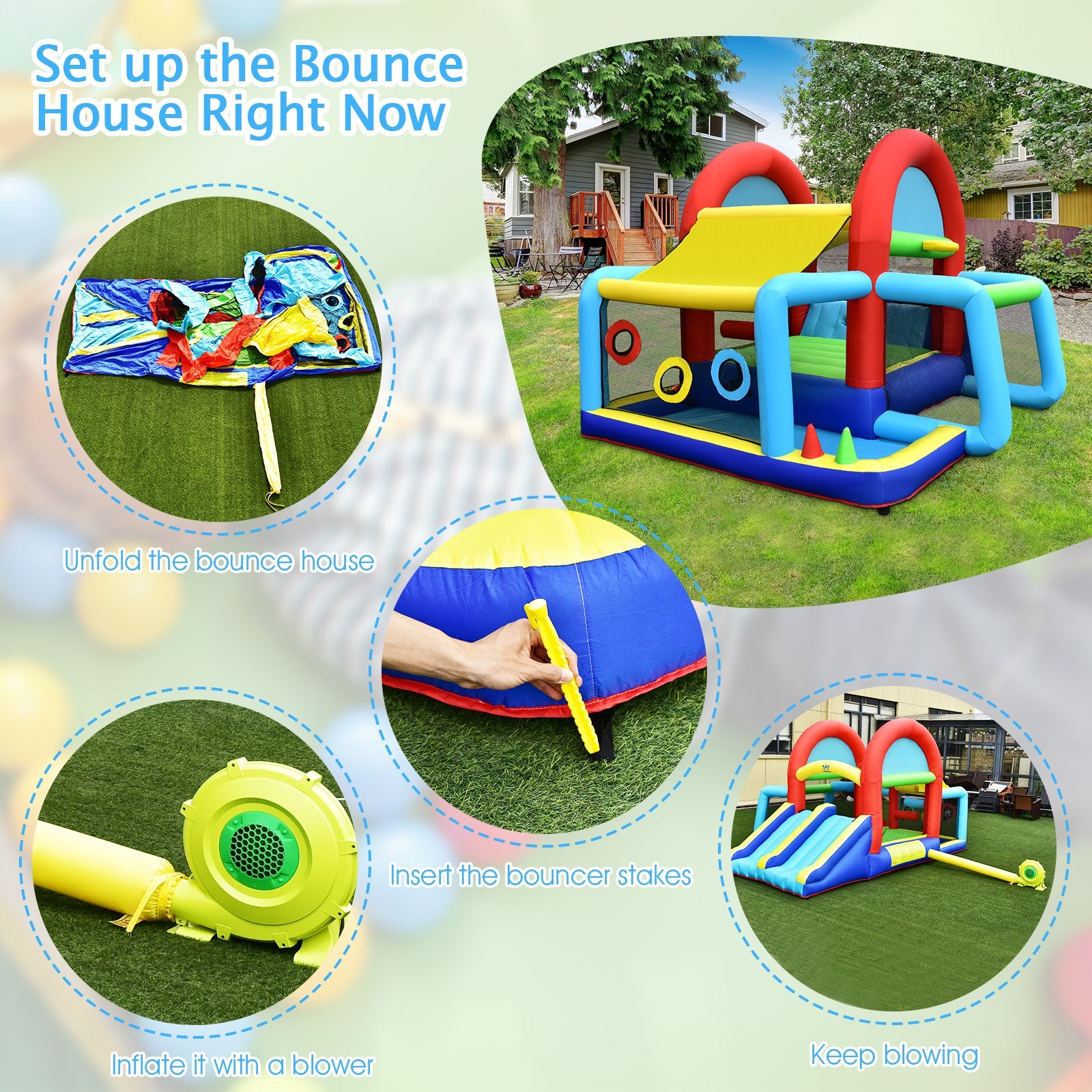 Inflatable Jumping Castle Bounce House with Dual Slides and 480W Blower Bounce House at Gallery Canada