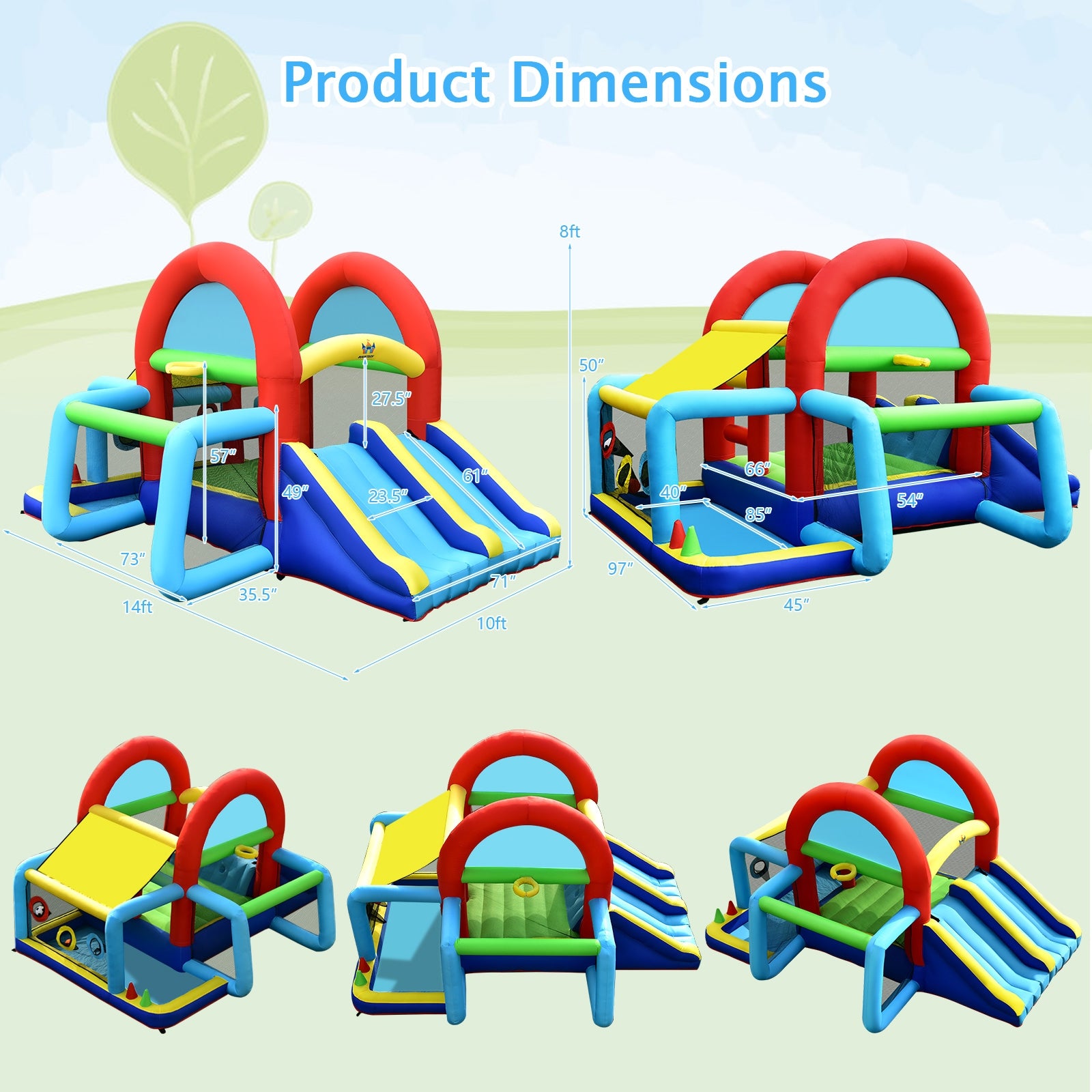 Inflatable Jumping Castle Bounce House with Dual Slides and 480W Blower Bounce House at Gallery Canada