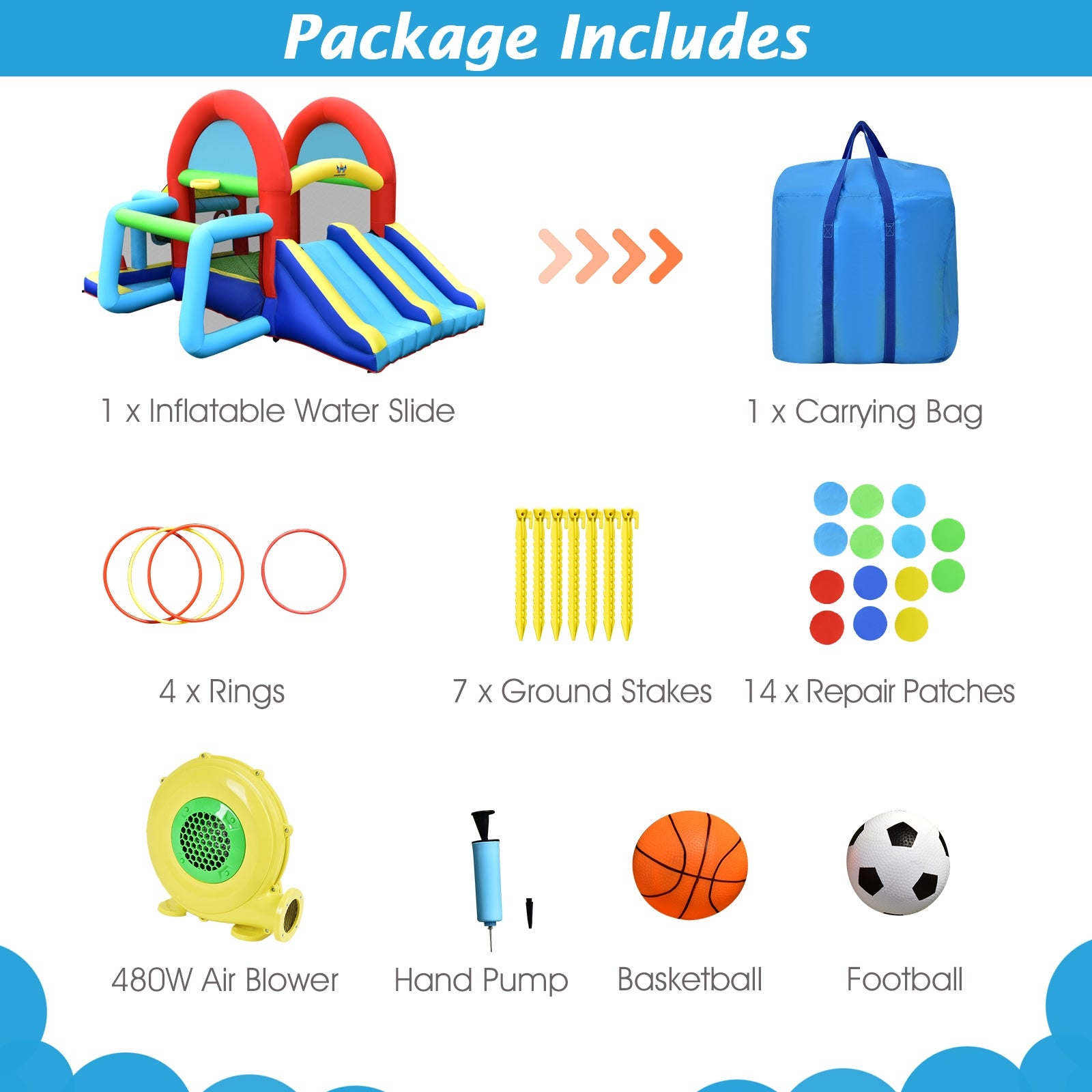 Inflatable Jumping Castle Bounce House with Dual Slides and 480W Blower Bounce House at Gallery Canada