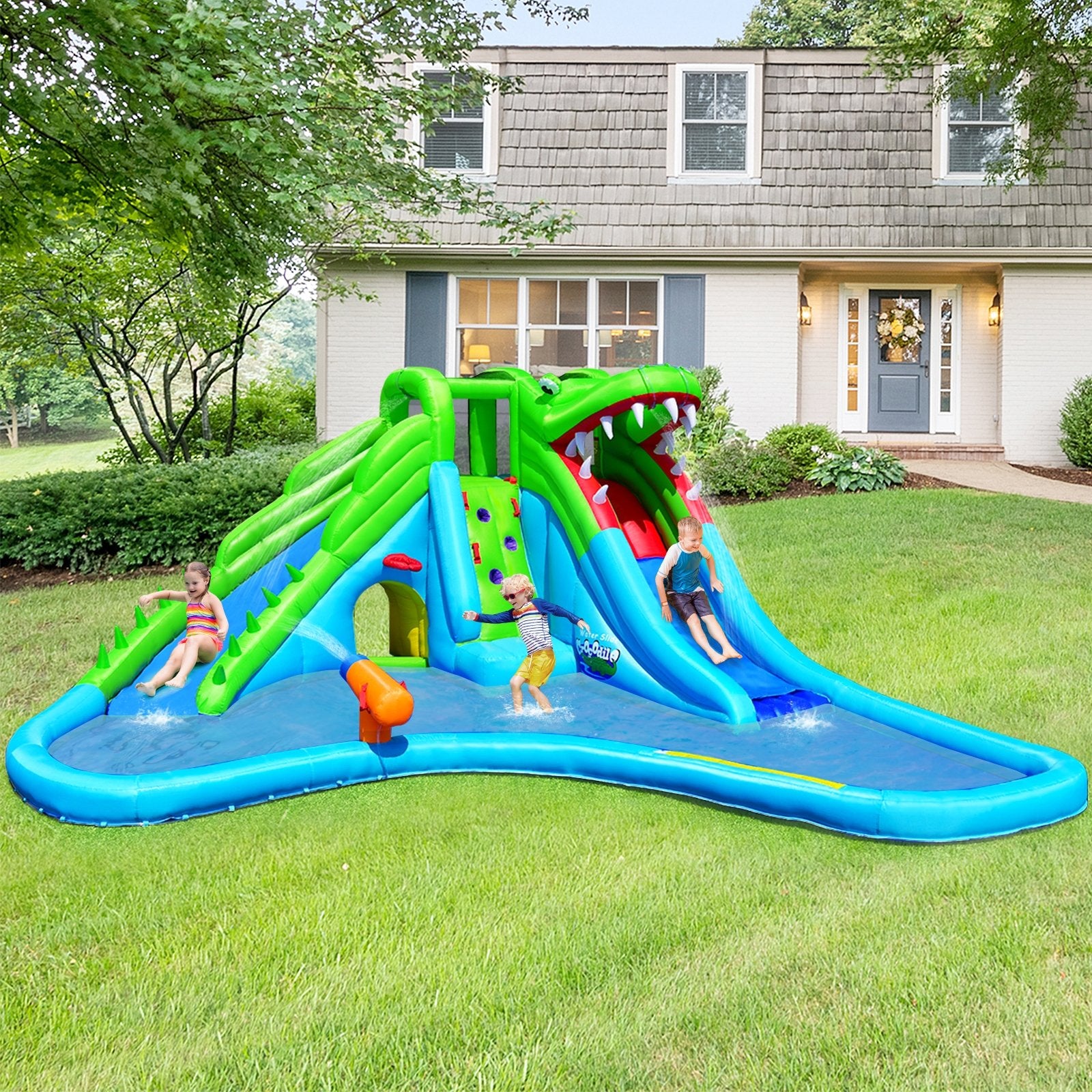 Inflatable Crocodile Water Slide Climbing Wall Bounce House Bounce House   at Gallery Canada