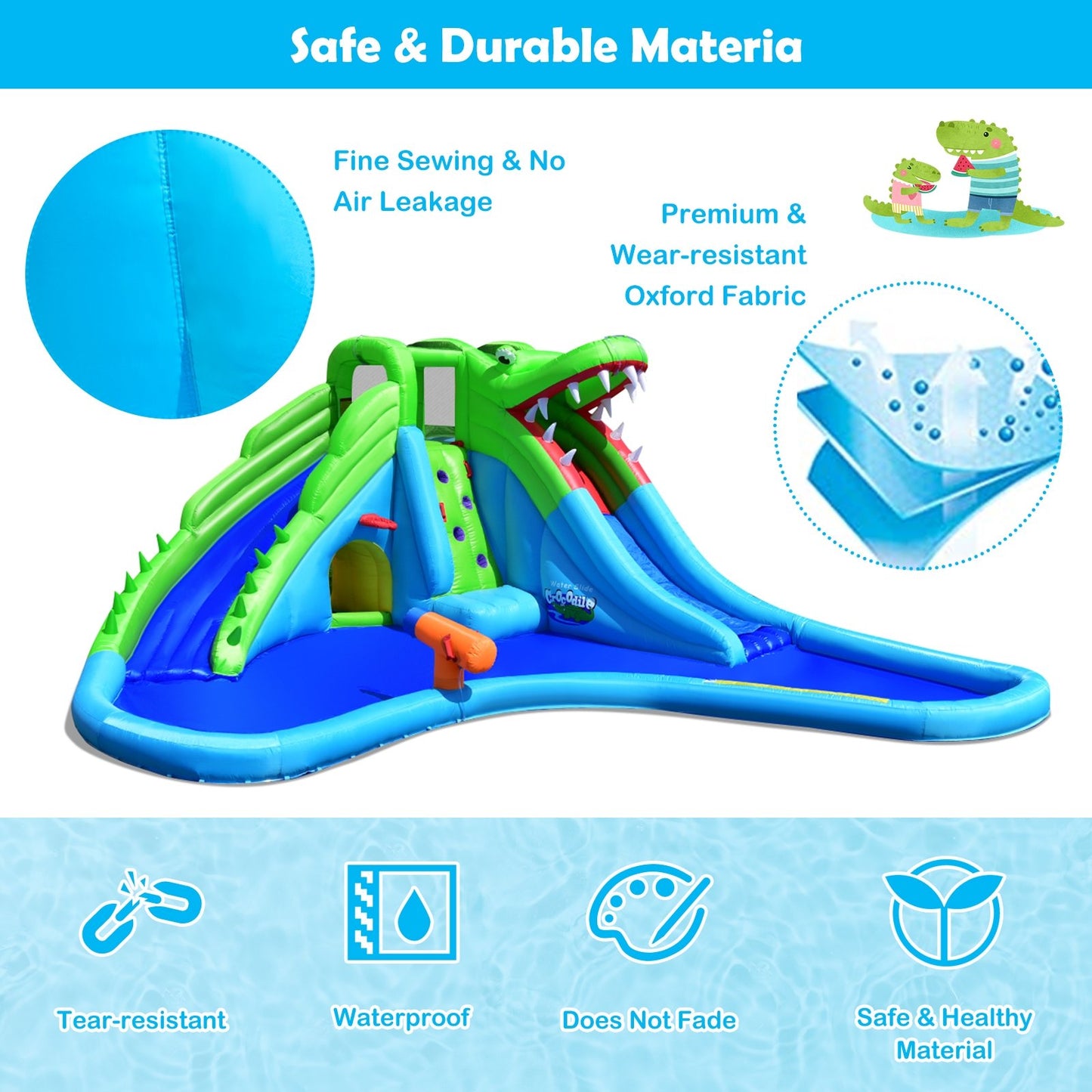 Inflatable Crocodile Water Slide Climbing Wall Bounce House - Gallery Canada