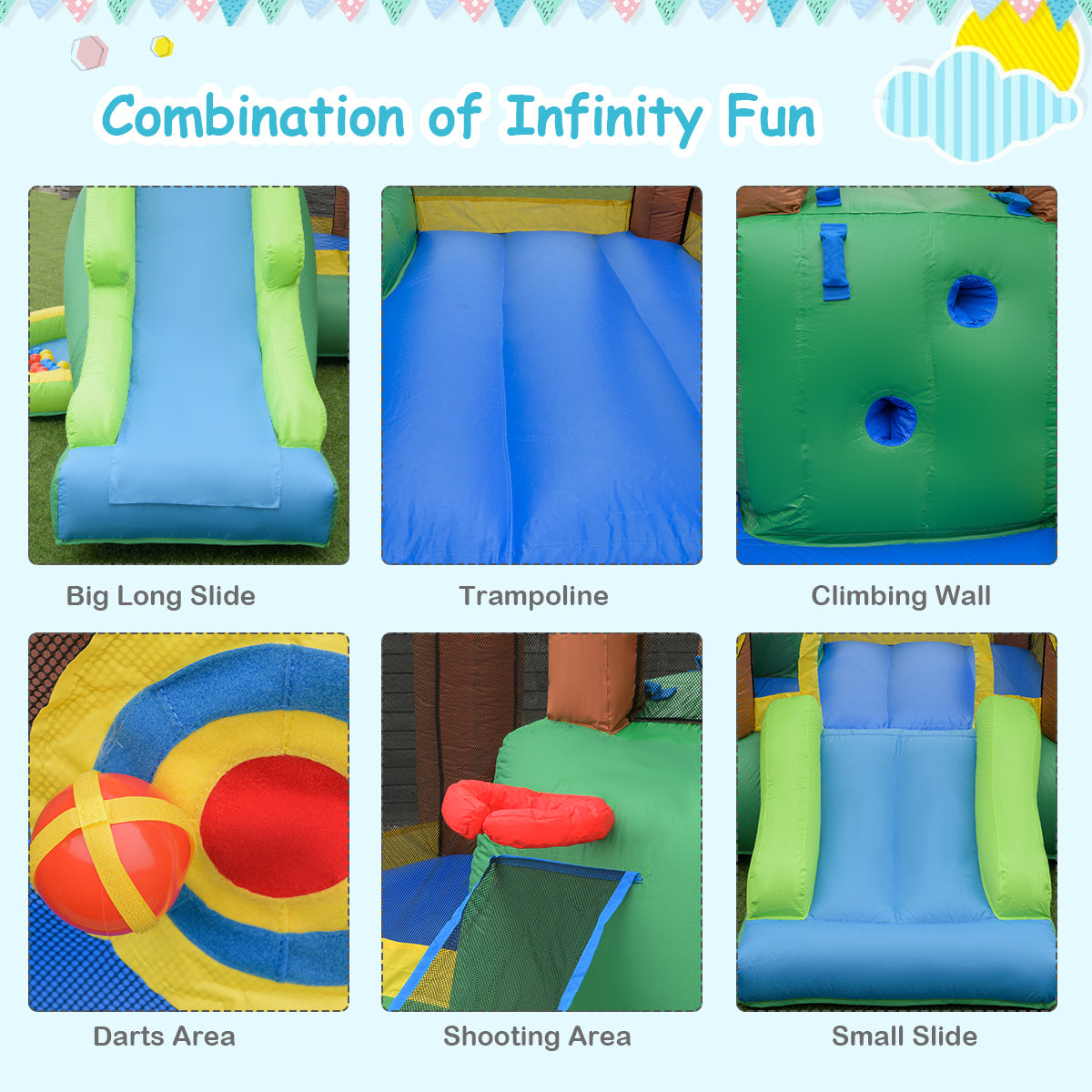 Kids Inflatable Jungle Bounce House Castle with 680W Blower Bounce House at Gallery Canada