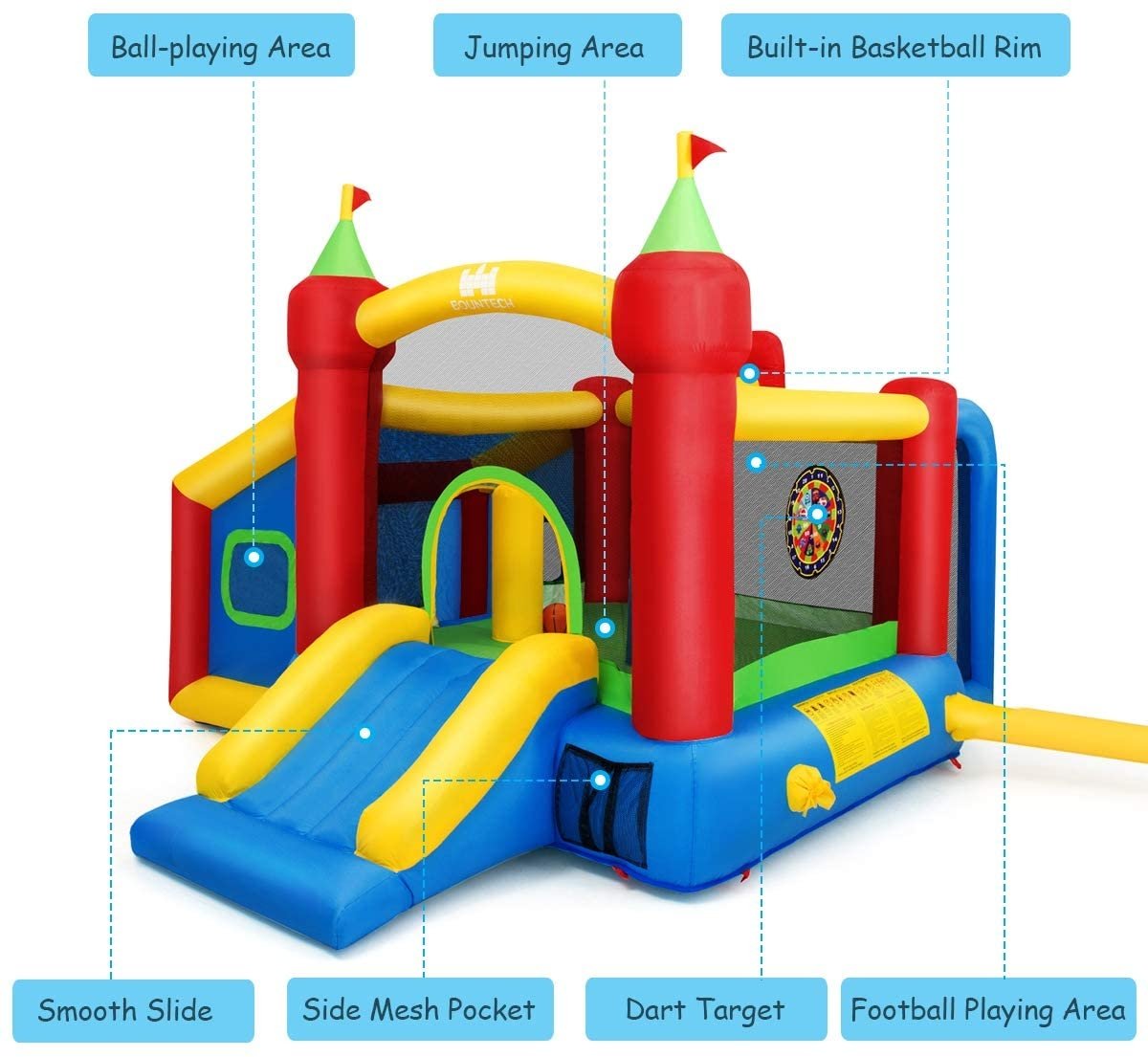 7-in-1 Kids Inflatable Bounce House with Ocean Balls and 480W Blower Bounce House   at Gallery Canada