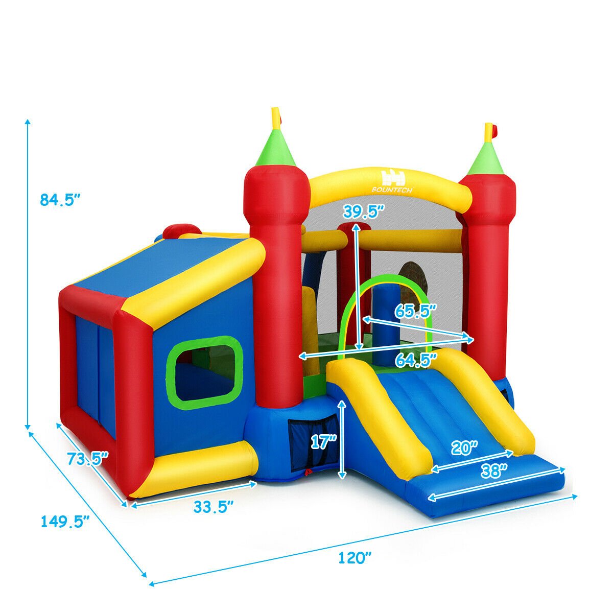 7-in-1 Kids Inflatable Bounce House with Ocean Balls and 480W Blower Bounce House   at Gallery Canada