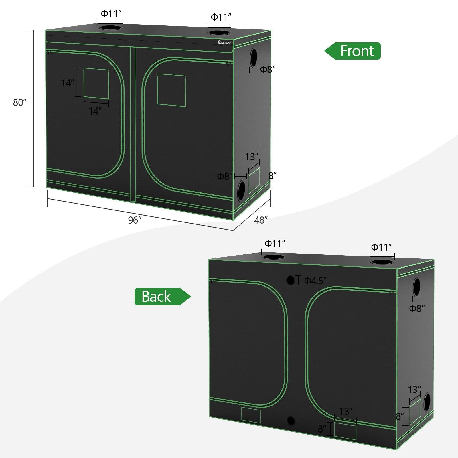 4 x 8 Grow Tent with Observation Window for Indoor Plant Growing, Black - Gallery Canada