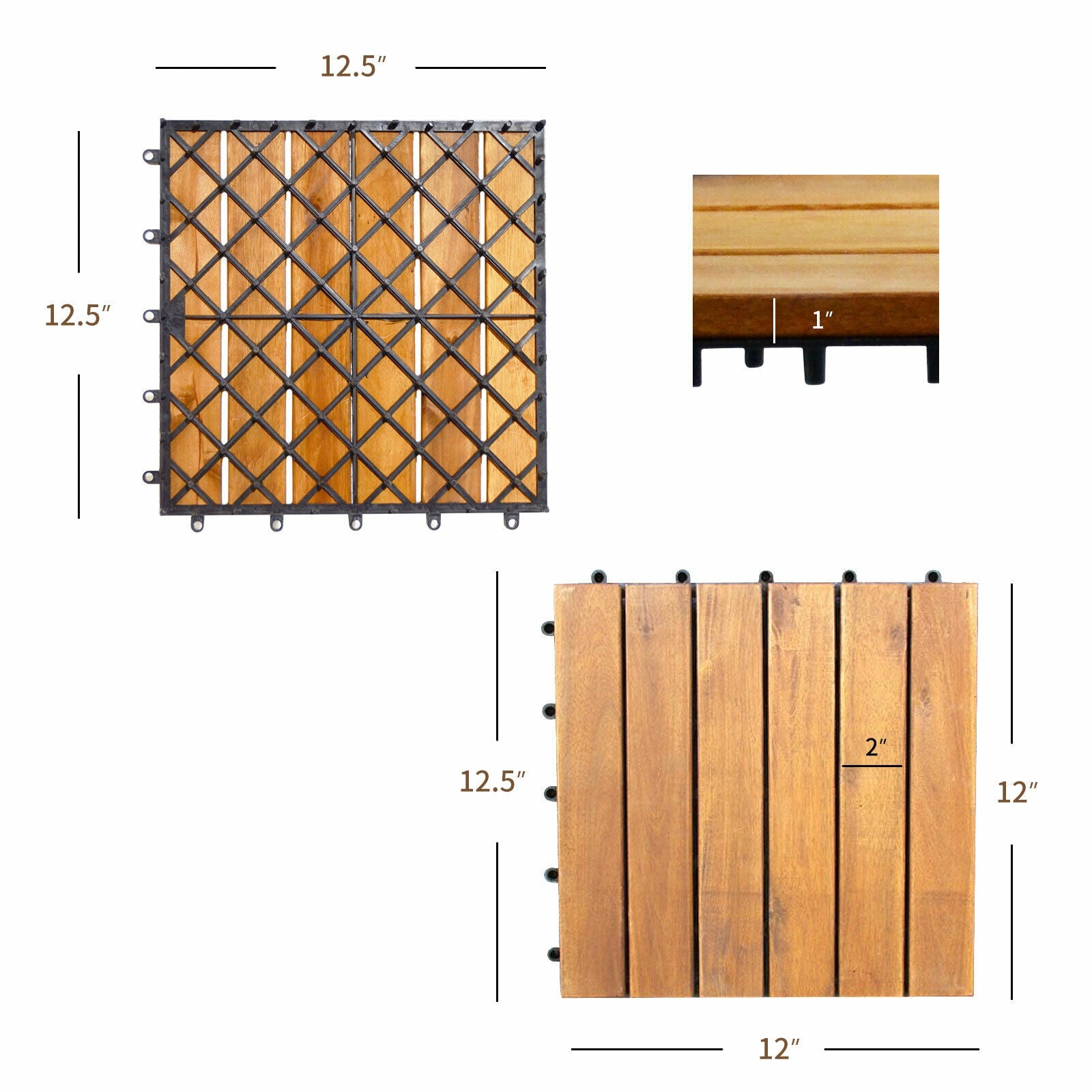 27 Pieces Interlocking Acacia Wood Interlocking Patio Deck Tile, Natural Decorative Fencing & Flooring at Gallery Canada