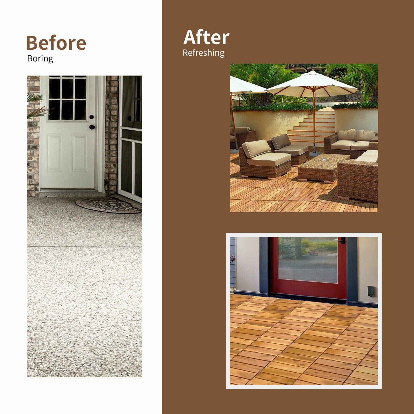 27 Pieces Interlocking Acacia Wood Interlocking Patio Deck Tile, Natural Decorative Fencing & Flooring at Gallery Canada