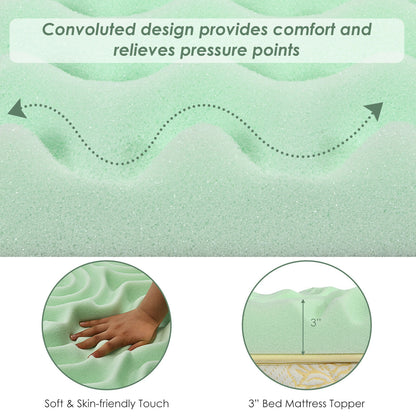 3 Inch Comfortable Mattress Topper Cooling Air Foam-Full Size, Green - Gallery Canada