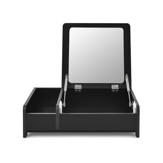 Compact Bay Window Makeup Dressing Table with Flip-Top Mirror, Black Makeup Vanities   at Gallery Canada